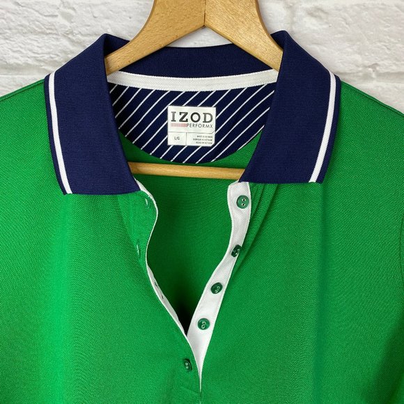 IZOD PerformX Green/blue polo shirt size L - Picture 3 of 5